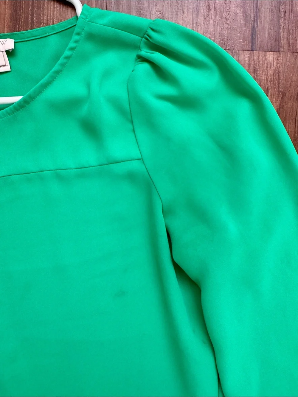 J. Crew Bright Green Long-Sleeve Scoop Neck Blouse, Size S